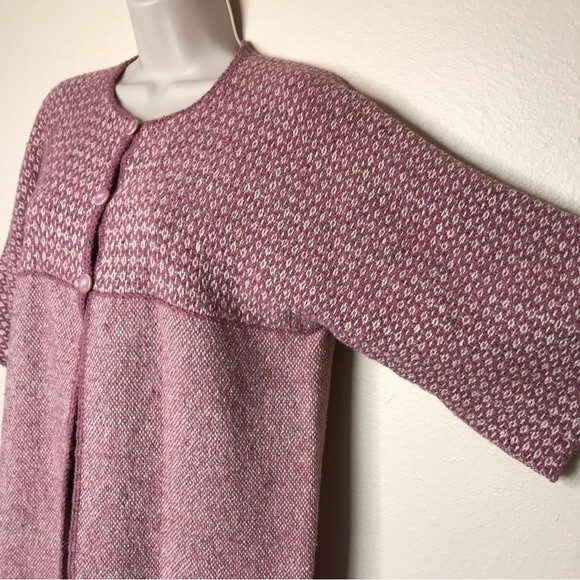 Handwoven By Harvey Fiber Art Three Button Cardigan Jacket Pink Cream Women Sm - Picture 3 of 13